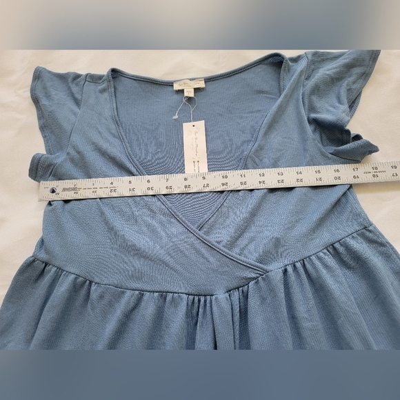 SEE YOU MONDAY Women's Large low vneck cap sleeve tiered babydoll mini dress - Picture 6 of 7